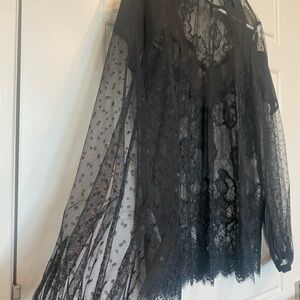 BCBGMaxAzria Black Sheer Lace Top